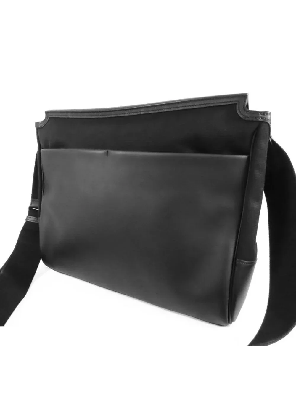 Hermes Messenger All Back Black Silver Swift Toile Bivouac Shoulder Bag
